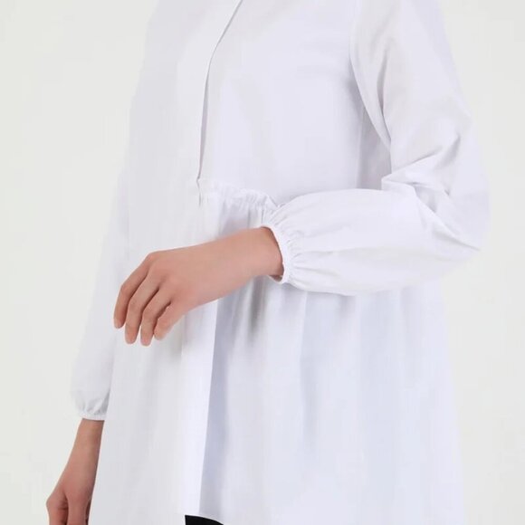 REFKA White Assymetric Hem Blouse Long Sleeves sz M - Picture 11 of 11